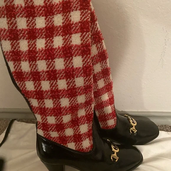 Tall Gucci black red and white Zumi boots - Picture 2 of 4